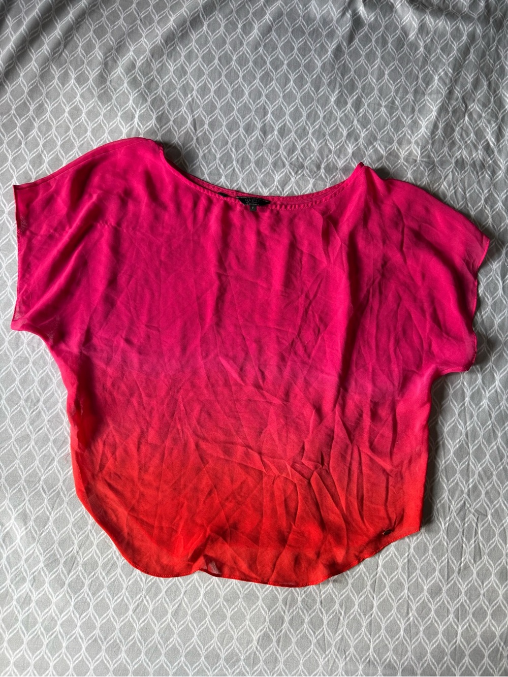 Guess Ombre Pink to Red Short Sleeve Top